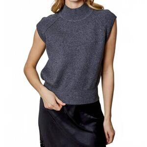 NEW DH NEW YORK sierra mockneck top in gunmetal